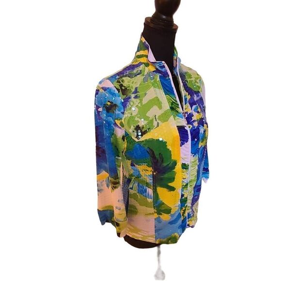 ERM London Zip Front Reflective Multi-Color Jacket Size S - Picture 6 of 14